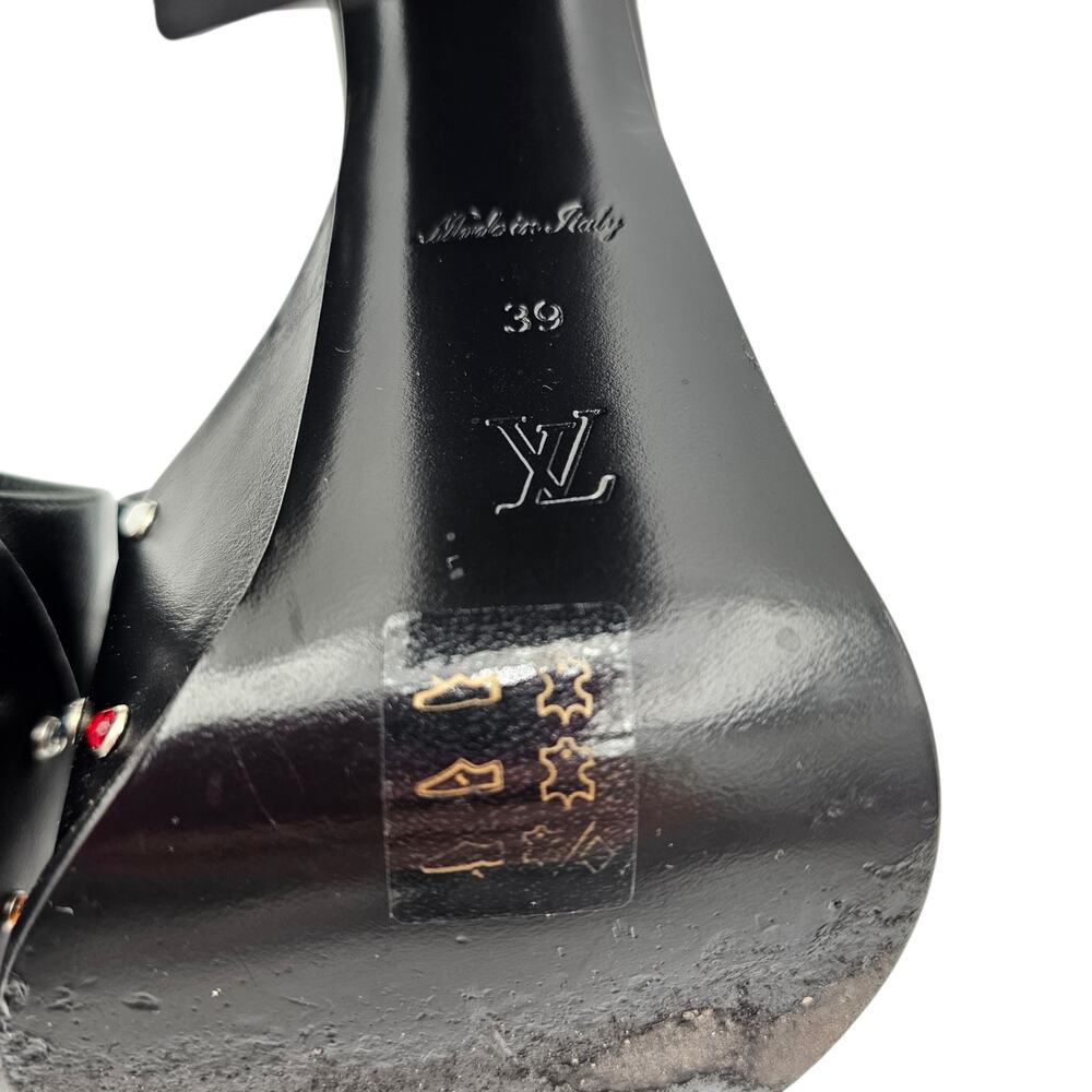 Louis Vuitton Monogram Platform Block Heel Sandal Black Crystal Stud Size 39 9 - Picture 14 of 15